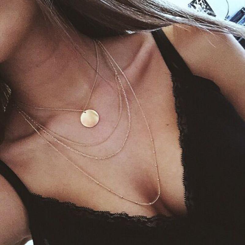 Disc Charm Multi-layered Necklace